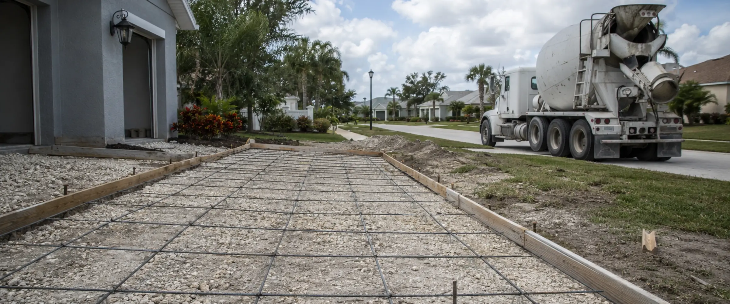Finished concrete driveway in Lakeland, Florida