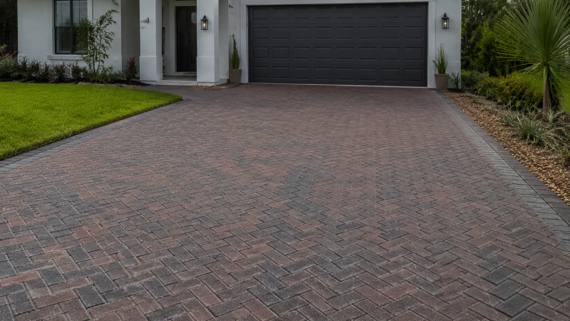 Paver-Pattern Stamped Driveway