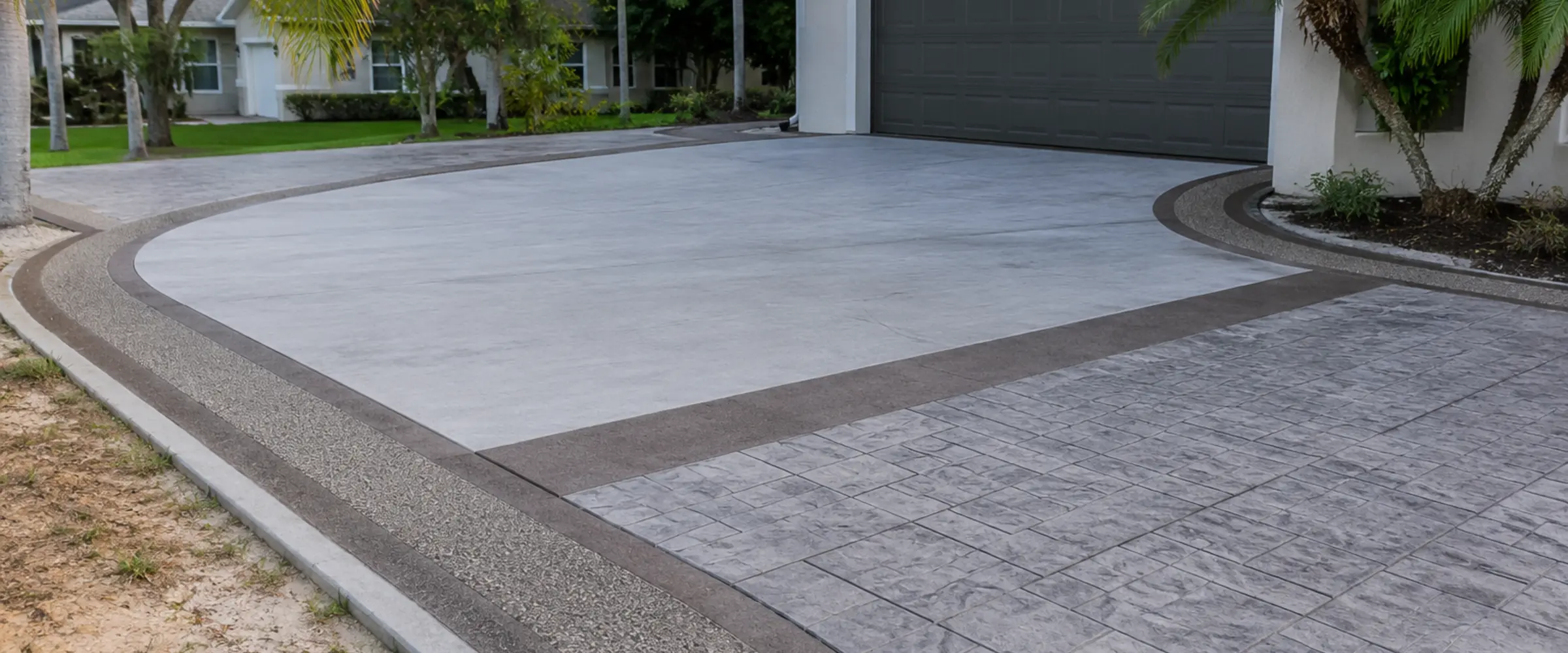 Finished concrete driveway in Lakeland, Florida